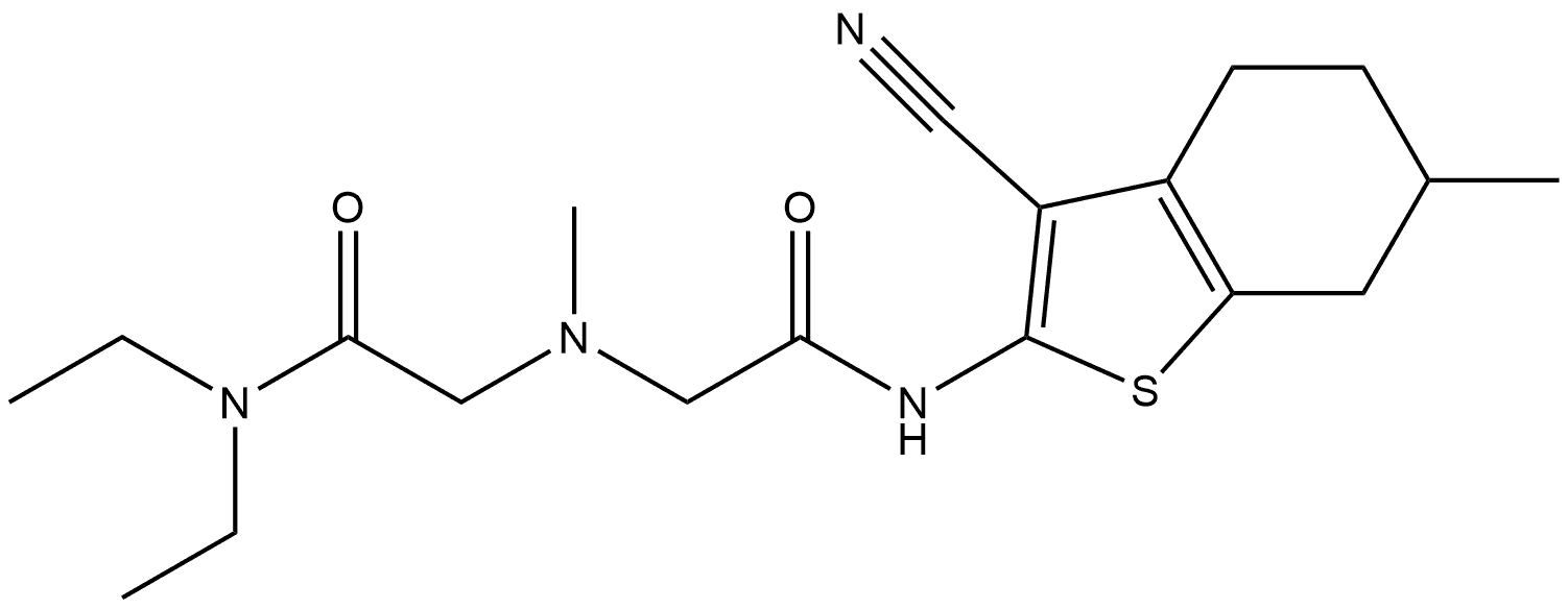 N-(3-cyano-6-methyl-4,5,6,7-tetrahydrobenzothiophen-2-yl)-2-[[2-(diethylamino)-2-oxo-ethyl]-methyl-amino]acetamide Structure