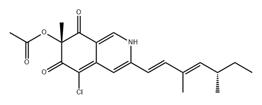 6,8(2H,7H)-Isoquinolinedione, 7-(acetyloxy)-5-chloro-3-[(1E,3E,5S)-3,5-dimethyl-1,3-heptadien-1-yl]-7-methyl-, (7R)- Structure