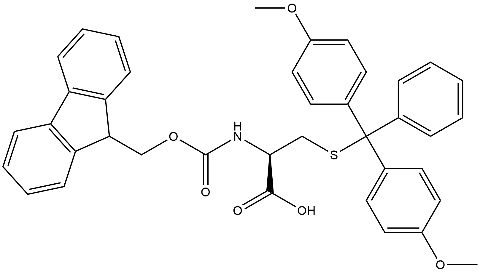 L-Cysteine, S-[bis(4-methoxyphenyl)phenylmethyl]-N-[(9H-fluoren-9-ylmethoxy)carbonyl]- Structure