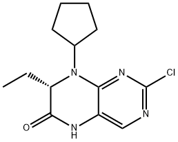 6(5H)-Pteridinone, 2-chloro-8-cyclopentyl-7-ethyl-7,8-dihydro-, (7S)- Structure