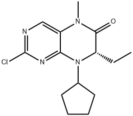 6(5H)-Pteridinone, 2-chloro-8-cyclopentyl-7-ethyl-7,8-dihydro-5-methyl-, (7S)- 구조식 이미지
