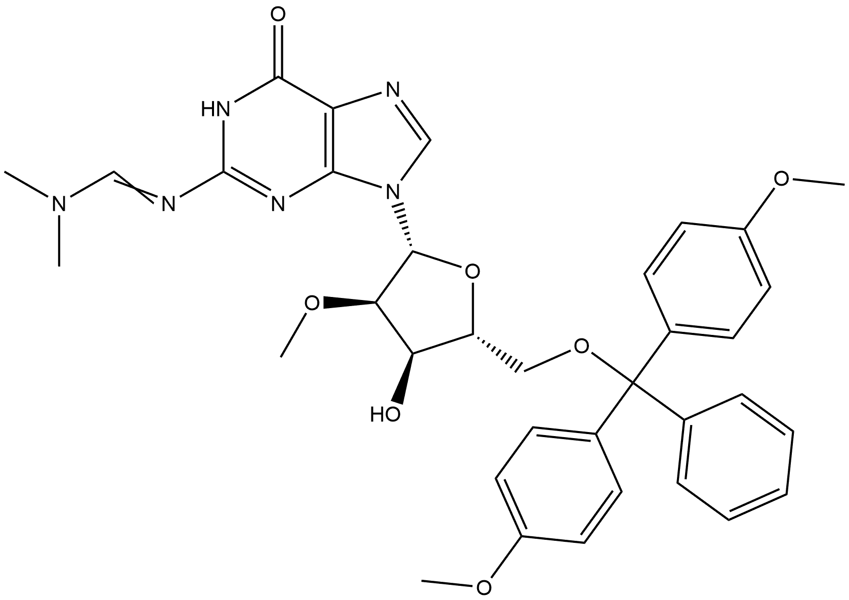N2-DMF-5'-O-DMT-2'-O-methylguanosine Structure