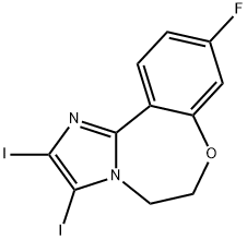 Imidazo[1,2-d][1,4]benzoxazepine, 9-fluoro-5,6-dihydro-2,3-diiodo- Structure