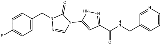 1H-Pyrazole-3-carboxamide, 5-[1-[(4-fluorophenyl)methyl]-1,5-dihydro-5-oxo-4H-1,2,4-triazol-4-yl]-N-(3-pyridinylmethyl)- Structure