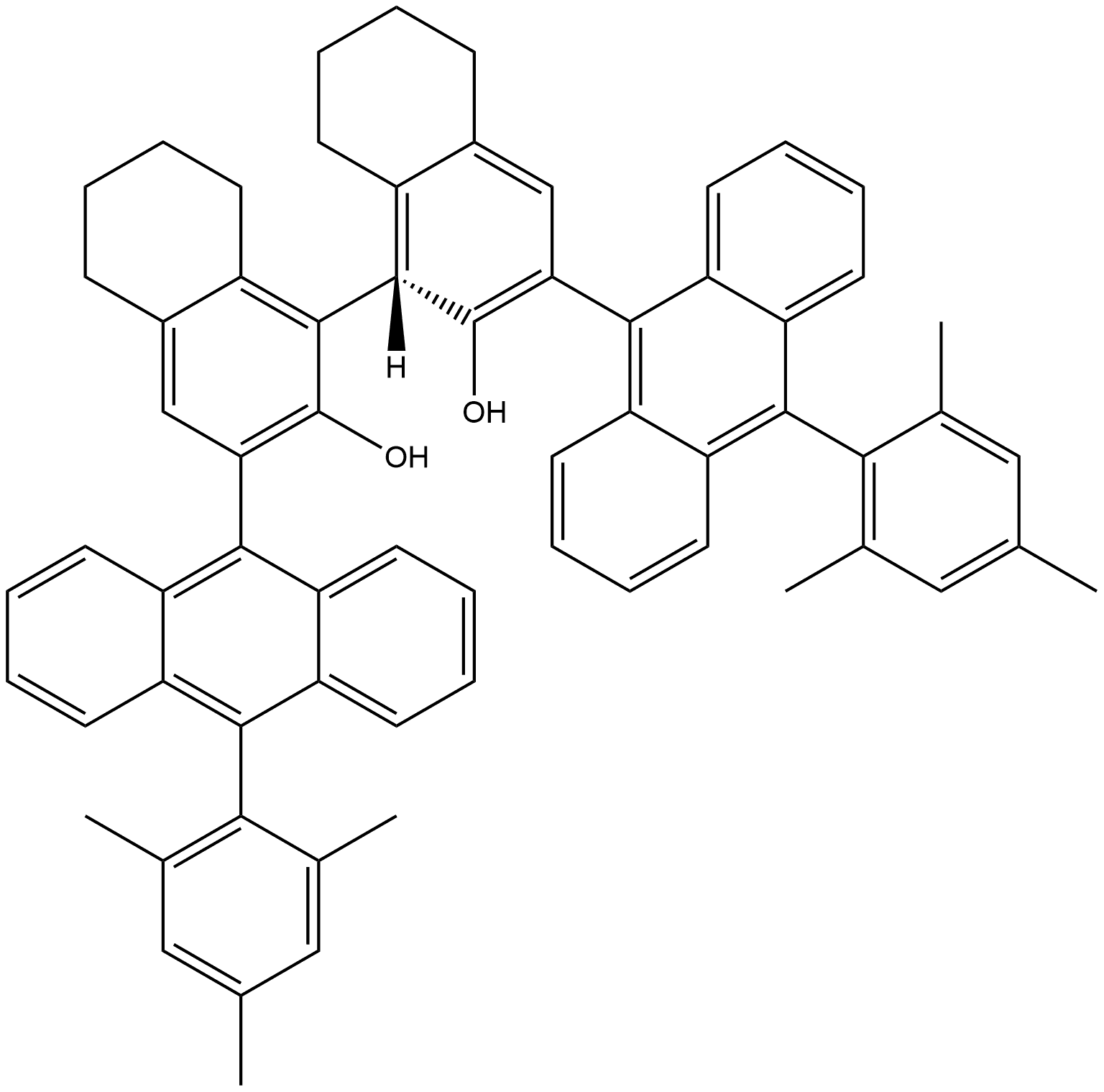 (3R)-3,3'-bis(10-mesitylanthracen-9-yl)-5,5',6,6',7,7',8,8'-octahydro-[1,1'-binaphthalene]-2,2'-diol Structure