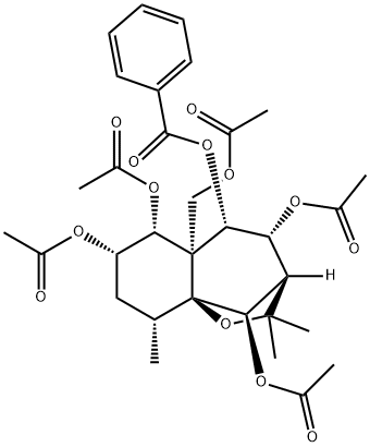 2H-3,9a-Methano-1-benzoxepin-4,5,6,7,10-pentol, 5a-[(acetyloxy)methyl]octahydro-2,2,9-trimethyl-, 4,6,7,10-tetraacetate 5-benzoate, (3R,4R,5S,5aS,6R,7S,9R,9aS,10R)- Structure