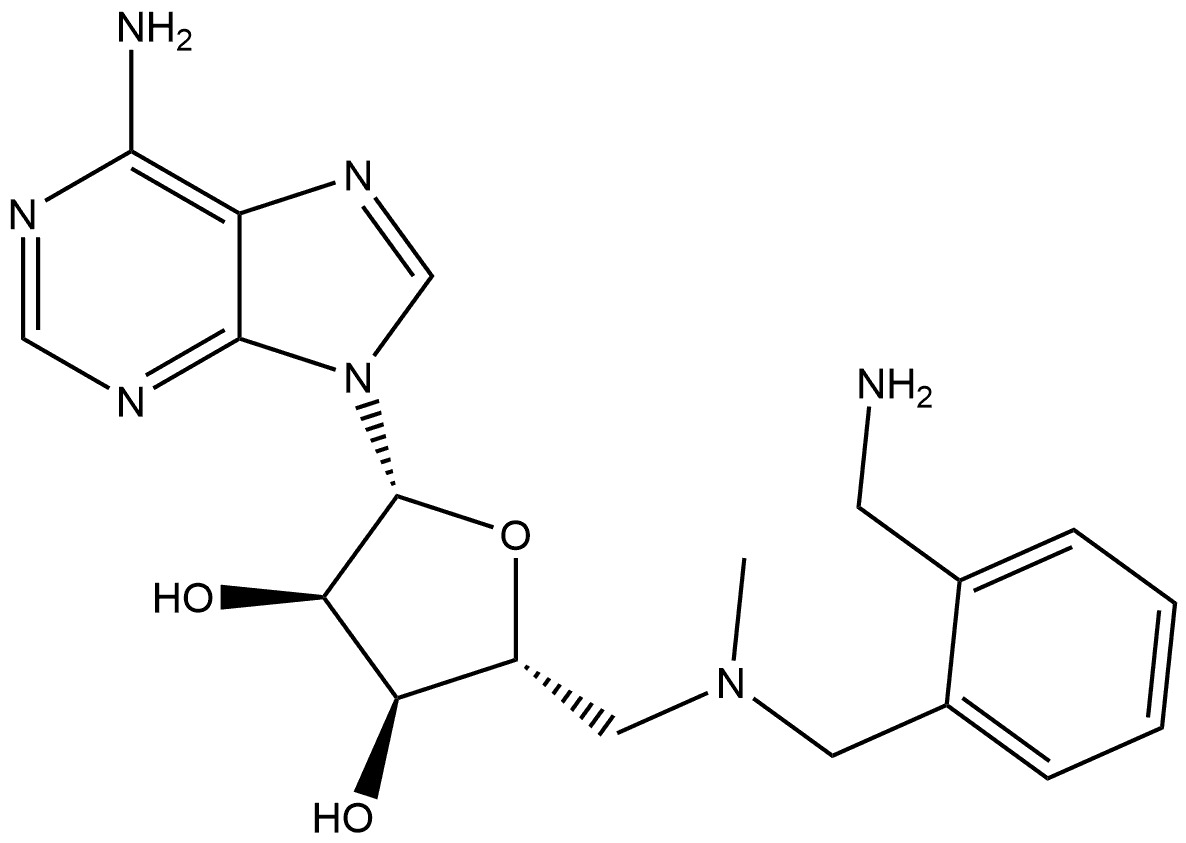 (2R,3R,4S,5R)-2-(6-Amino-9H-purin-9-yl)-5-(((2-(aminomethyl)benzyl)(methyl)amino)methyl)tetrahydrofuran-3,4-diol Structure
