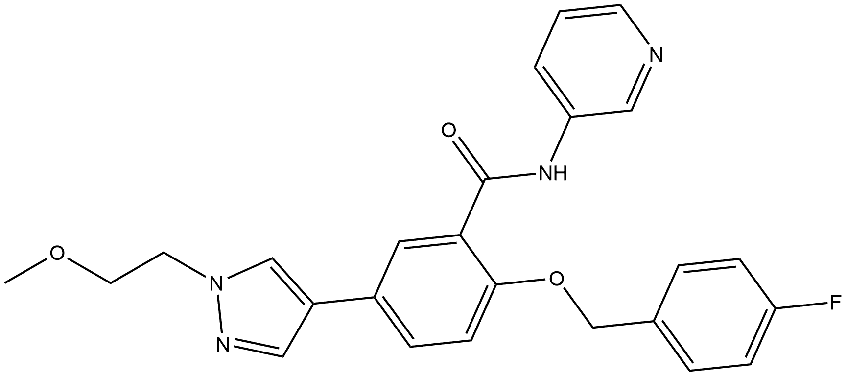 2-[(4-Fluorophenyl)methoxy]-5-[1-(2-methoxyethyl)-1H-pyrazol-4-yl]-N-3-pyridinylbenzamide Structure