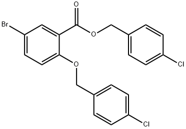 Benzoic acid, 5-bromo-2-[(4-chlorophenyl)methoxy]-, (4-chlorophenyl)methyl ester 구조식 이미지
