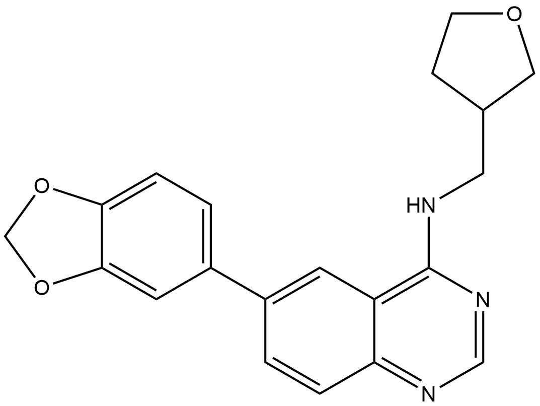 6-(benzo[d][1,3]dioxol-5-yl)-N-((tetrahydrofuran-3-yl)methyl)quinazolin-4-amine Structure