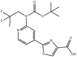 4-Oxazolecarboxylic acid, 2-[2-[[(1,1-dimethylethoxy)carbonyl](2,2,2-trifluoroethyl)amino]-4-pyridinyl]- Structure