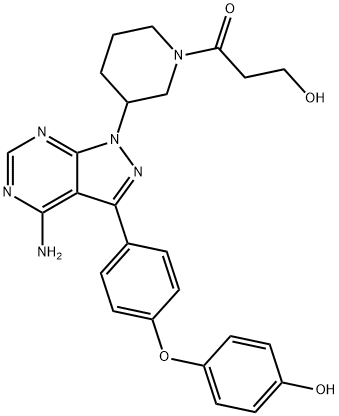 1-Propanone, 1-[3-[4-amino-3-[4-(4-hydroxyphenoxy)phenyl]-1H-pyrazolo[3,4-d]pyrimidin-1-yl]-1-piperidinyl]-3-hydroxy- Structure