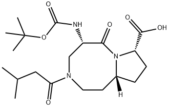 Pyrrolo[1,2-a][1,5]diazocine-8-carboxylic acid, 5-[[(1,1-dimethylethoxy)carbonyl]amino]decahydro-3-(3-methyl-1-oxobutyl)-6-oxo-, (5S,8S,10aR)- Structure