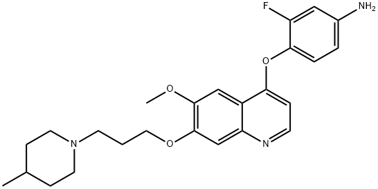 3-Fluoro-4-[[6-methoxy-7-[3-(4-methyl-1-piperidinyl)propoxy]-4-quinolinyl]oxy]benzenamine Structure