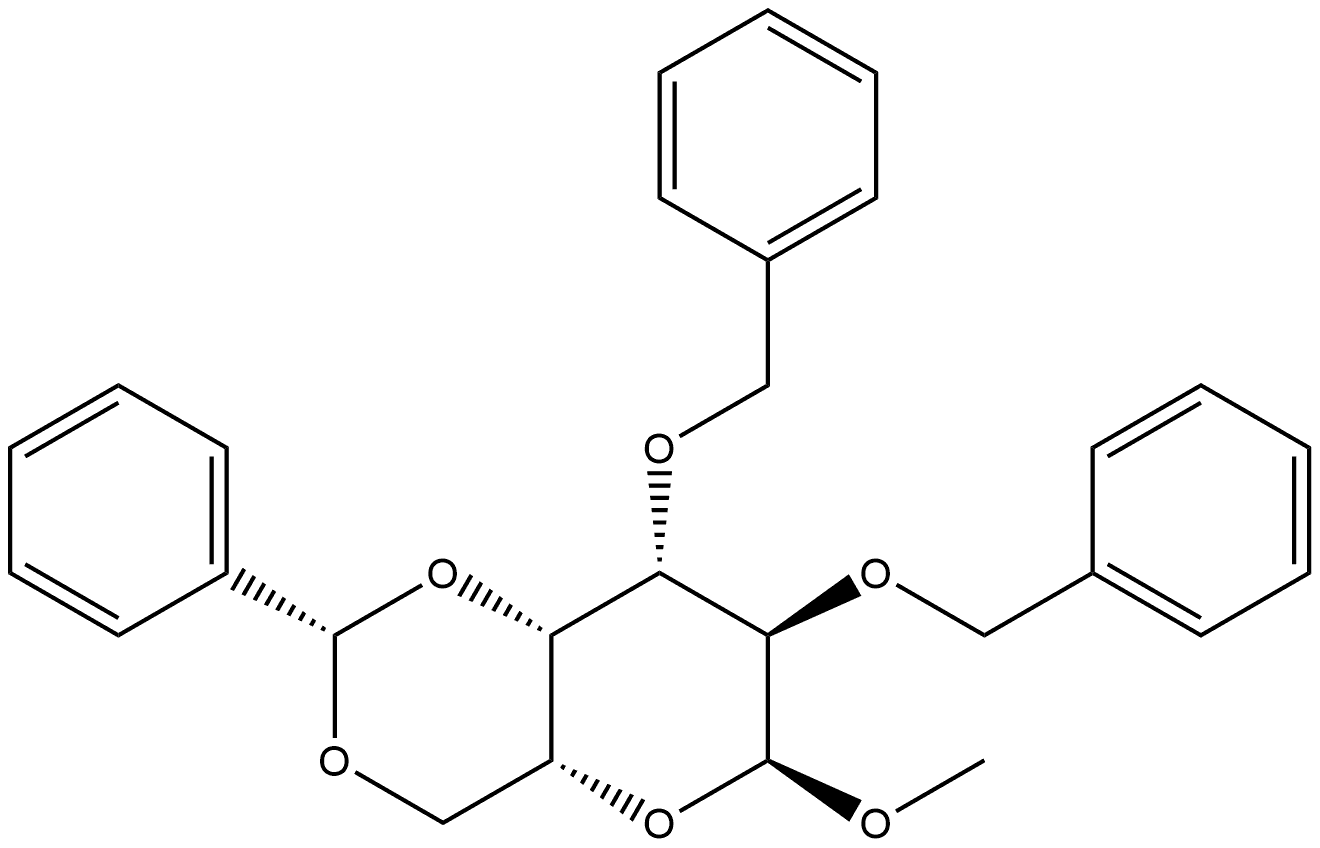 α-D-Galactopyranoside, methyl 2,3-bis-O-(phenylmethyl)-4,6-O-[(S)-phenylmethylene]- Structure