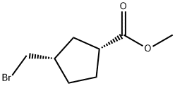 Cyclopentanecarboxylic acid, 3-(bromomethyl)-, methyl ester, (1R,3S)- Structure