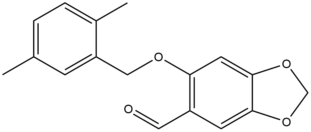 6-[(2,5-Dimethylphenyl)methoxy]-1,3-benzodioxole-5-carboxaldehyde Structure