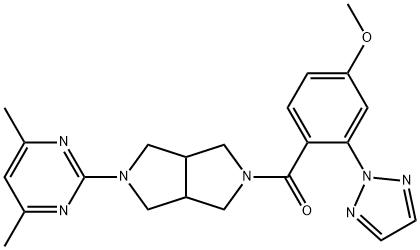 Methanone,[5-(4,6-dimethyl-2-pyrimidinyl)hexahydropyrrolo[3,4-c]pyrrol-2(1H)-yl][4-methoxy-2-(2H-1,2,3-triazol-2-yl)phenyl]- Structure