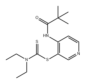 Carbamodithioic acid, N,N-diethyl-, 4-[(2,2-dimethyl-1-oxopropyl)amino]-3-pyridinyl ester Structure