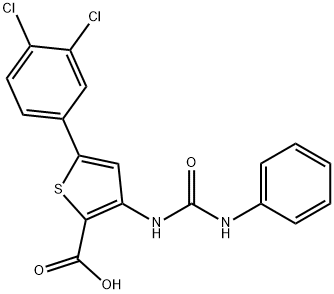 2-?Thiophenecarboxylic acid, 5-?(3,?4-?dichlorophenyl)?-?3-?[[(phenylamino)?carbonyl]?amino]?- Structure