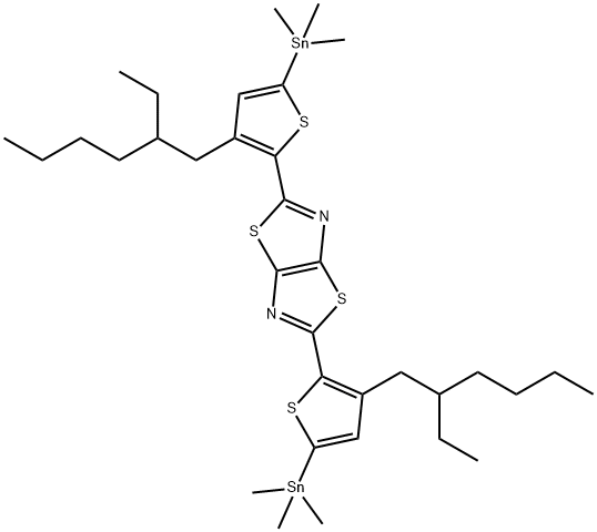 Thiazolo[5,4-d]thiazole, 2,5-bis[3-(2-ethylhexyl)-5-(trimethylstannyl)-2-thienyl]- Structure