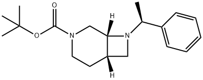 3,8-Diazabicyclo[4.2.0]octane-3-carboxylic acid, 8-[(1S)-1-phenylethyl]-, 1,1-dimethylethyl ester, (1R,6S)- Structure