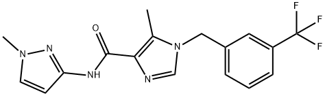 1H-Imidazole-4-carboxamide, 5-methyl-N-(1-methyl-1H-pyrazol-3-yl)-1-[[3-(trifluoromethyl)phenyl]methyl]- Structure