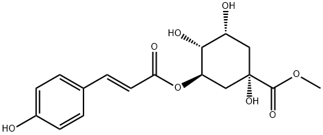 Cyclohexanecarboxylic acid, 1,3,4-trihydroxy-5-[[(2E)-3-(4-hydroxyphenyl)-1-oxo-2-propen-1-yl]oxy]-, methyl ester, (1S,3R,4R,5R)- Structure