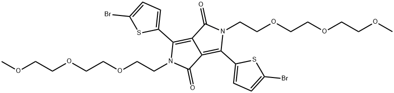 Pyrrolo[3,4-c]pyrrole-1,4-dione, 3,6-bis(5-bromo-2-thienyl)-2,5-dihydro-2,5-bis[2-[2-(2-methoxyethoxy)ethoxy]ethyl]- Structure