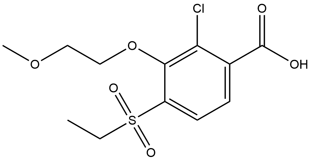 2-Chloro-4-(ethylsulfonyl)-3-(2-methoxyethoxy)benzoic acid Structure