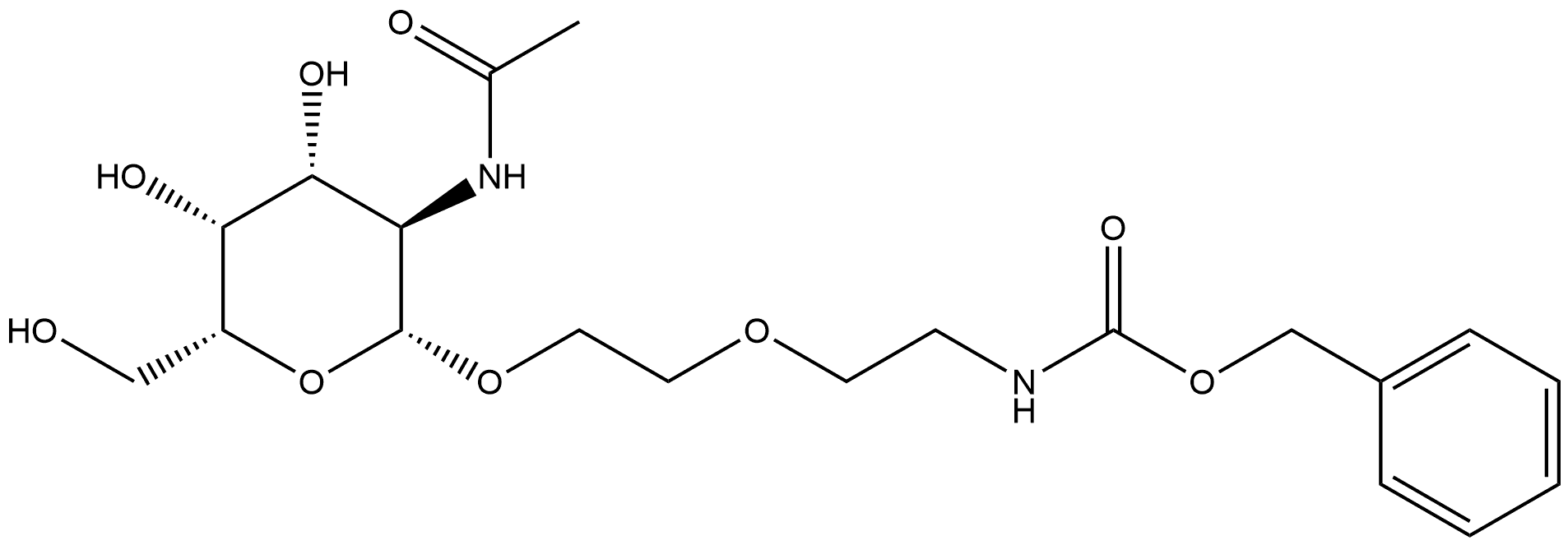 Carbamic acid, N-[2-[2-[[2-(acetylamino)-2-deoxy-β-D-galactopyranosyl]oxy]ethoxy]ethyl]-, phenylmethyl ester Structure
