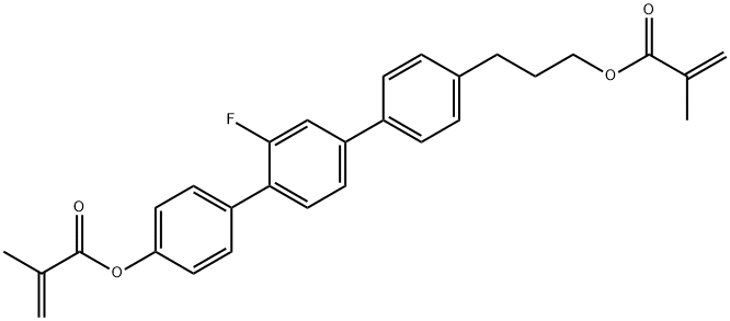 2-Propenoic acid, 2-methyl-, 2'-fluoro-4''-[3-[(2-methyl-1-oxo-2-propen-1-yl)oxy]propyl][1,1':4',1''-terphenyl]-4-yl ester Structure