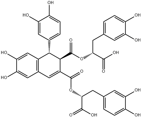 2,3-Naphthalenedicarboxylic acid, 1-(3,4-dihydroxyphenyl)-1,2-dihydro-6,7-dihydroxy-, bis[(1R)-1-carboxy-2-(3,4-dihydroxyphenyl)ethyl] ester, (1S,2R)- (9CI) Structure