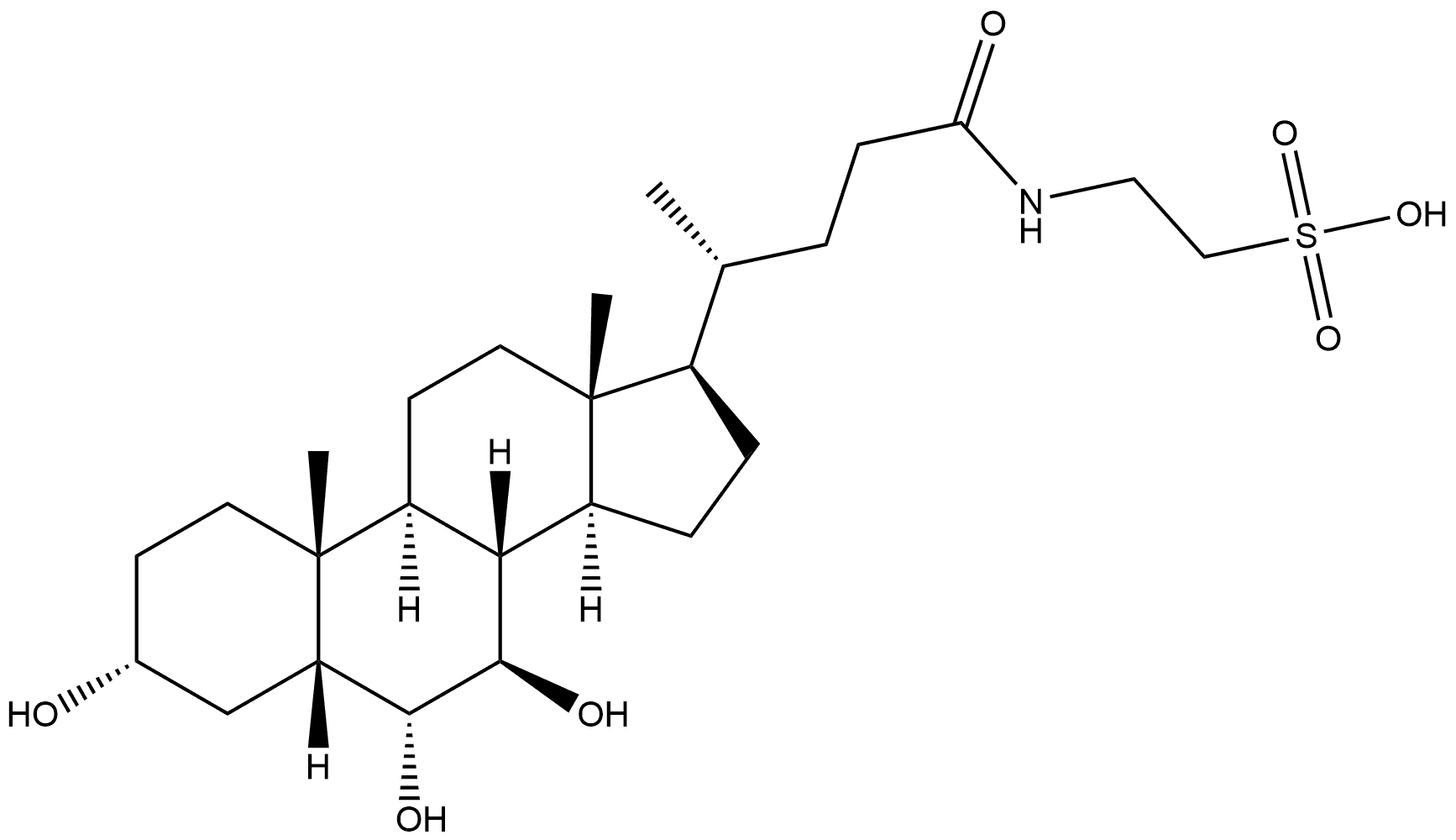 Ethanesulfonic acid, 2-[[(3α,5β,6α,7β)-3,6,7-trihydroxy-24-oxocholan-24-yl]amino]- Structure