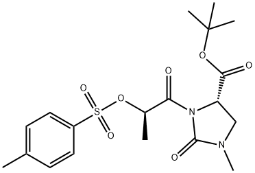 4-Imidazolidinecarboxylic acid, 1-methyl-3-[(2R)-2-[[(4-methylphenyl)sulfonyl]oxy]-1-oxopropyl]-2-oxo-, 1,1-dimethylethyl ester, (4S)- Structure