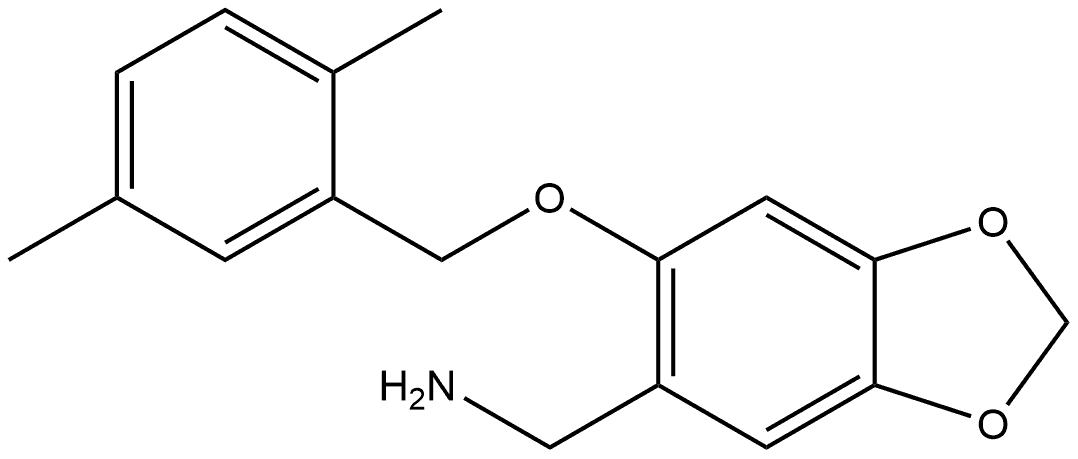 6-[(2,5-Dimethylphenyl)methoxy]-1,3-benzodioxole-5-methanamine Structure