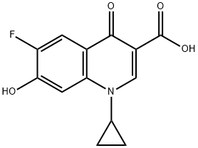 3-Quinolinecarboxylic acid, 1-cyclopropyl-6-fluoro-1,4-dihydro-7-hydroxy-4-oxo- 구조식 이미지