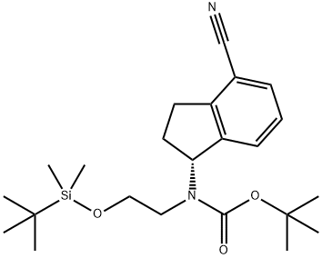 Carbamic acid, N-[(1R)-4-cyano-2,3-dihydro-1H-inden-1-yl]-N-[2-[[(1,1-dimethylethyl)dimethylsilyl]oxy]ethyl]-, 1,1-dimethylethyl ester Structure