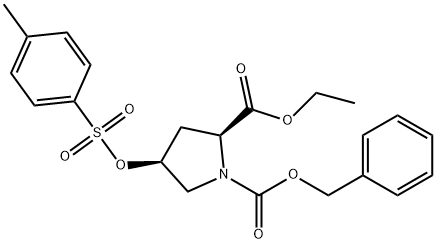 1,2-Pyrrolidinedicarboxylic acid, 4-[[(4-methylphenyl)sulfonyl]oxy]-, 2-ethyl 1-(phenylmethyl) ester, (2S-cis)- (9CI) 구조식 이미지