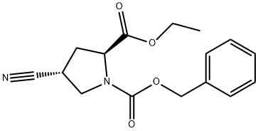1,2-Pyrrolidinedicarboxylic acid, 4-cyano-, 2-ethyl 1-(phenylmethyl) ester, (2S-trans)- (9CI) 구조식 이미지