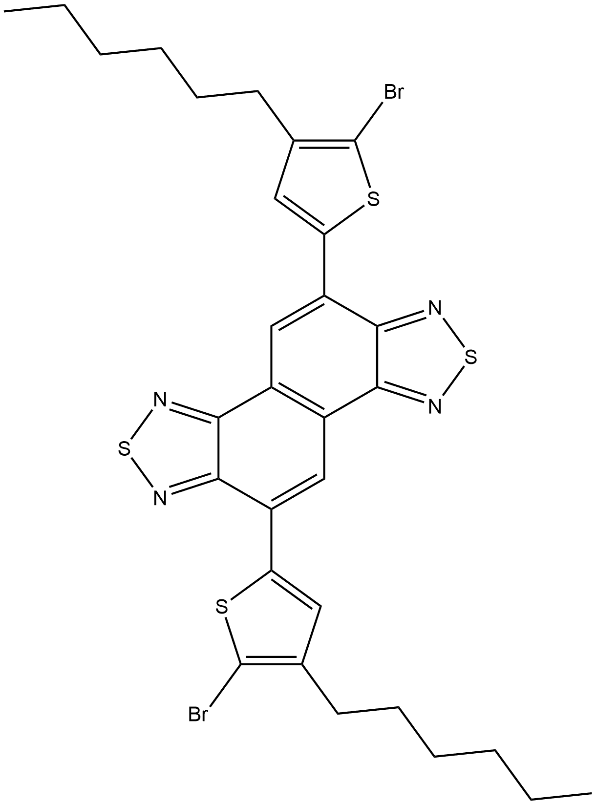 5,10-bis(5-bromo-4-hexylthiophen-2-yl)naphtho[1,2-c:5,6-c]bis(1,2,5-thiadiazole) Structure