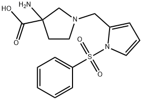 3-amino-1-((1-(phenylsulfonyl)-1H-pyrrol-2-yl)methyl)pyrrolidine-3-carboxylic acid Structure