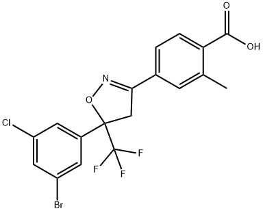 Benzoic acid, 4-[5-(3-bromo-5-chlorophenyl)-4,5-dihydro-5-(trifluoromethyl)-3-isoxazolyl]-2-methyl- Structure