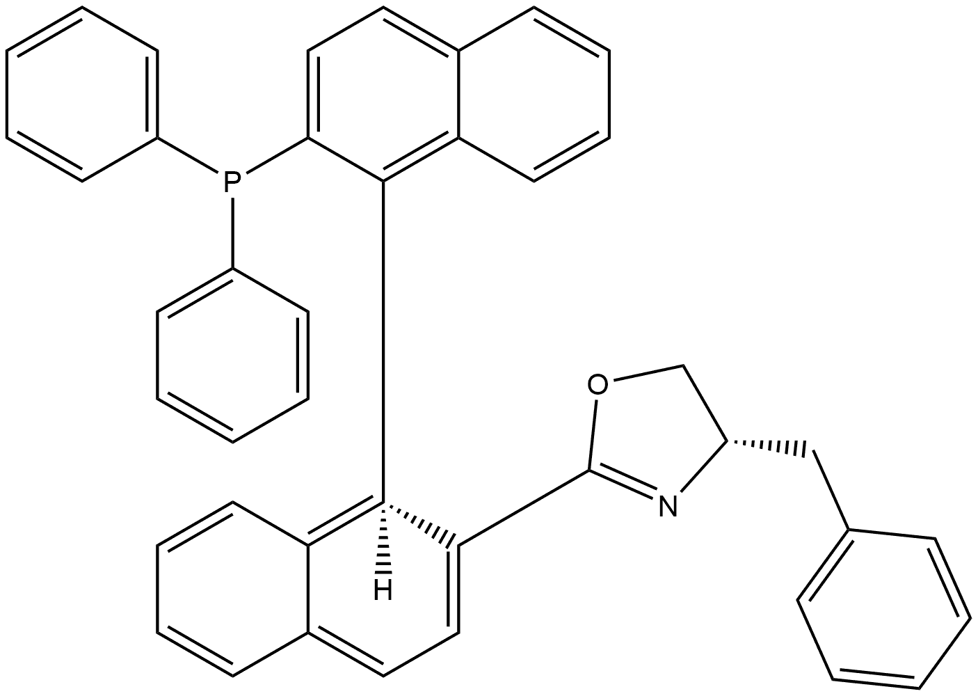 (4S)-4-Benzyl-2-((R)-2'-(diphenylphosphanyl)-[1,1'-binaphthalen]-2-yl)-4,5-dihydrooxazole Structure