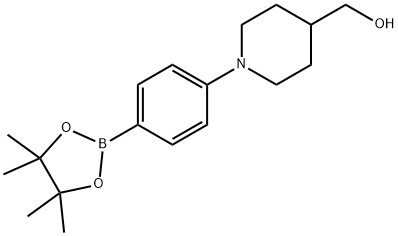 4-Piperidinemethanol, 1-[4-(4,4,5,5-tetramethyl-1,3,2-dioxaborolan-2-yl)phenyl]- 구조식 이미지