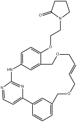 2-Pyrrolidinone, 1-[2-[14,19-dioxa-5,7,27-triazatetracyclo[19.3.1.12,6.18,12]heptacosa-1(25),2,4,6(27),8,10,12(26),16,21,23-decaen-11-yloxy]ethyl]-, (16E)- Structure