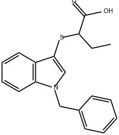 2-[[1-(Phenylmethyl)-1H-indol-3-yl]thio]butanoic acid Structure