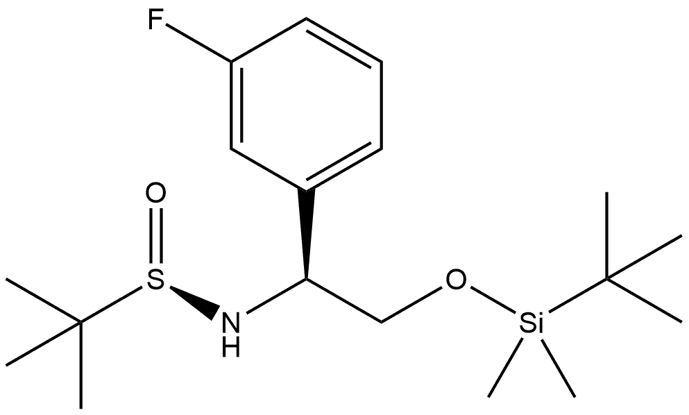 2-Propanesulfinamide, N-[(1S)-2-[[(1,1-dimethylethyl)dimethylsilyl]oxy]-1-(3-fluorophenyl)ethyl]-2-methyl-, [S(R)]- Structure