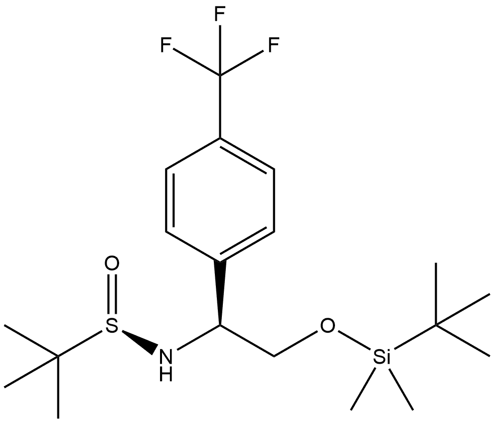 2-Propanesulfinamide, N-[(1S)-2-[[(1,1-dimethylethyl)dimethylsilyl]oxy]-1-[4-(trifluoromethyl)phenyl]ethyl]-2-methyl-, [S(R)]- Structure