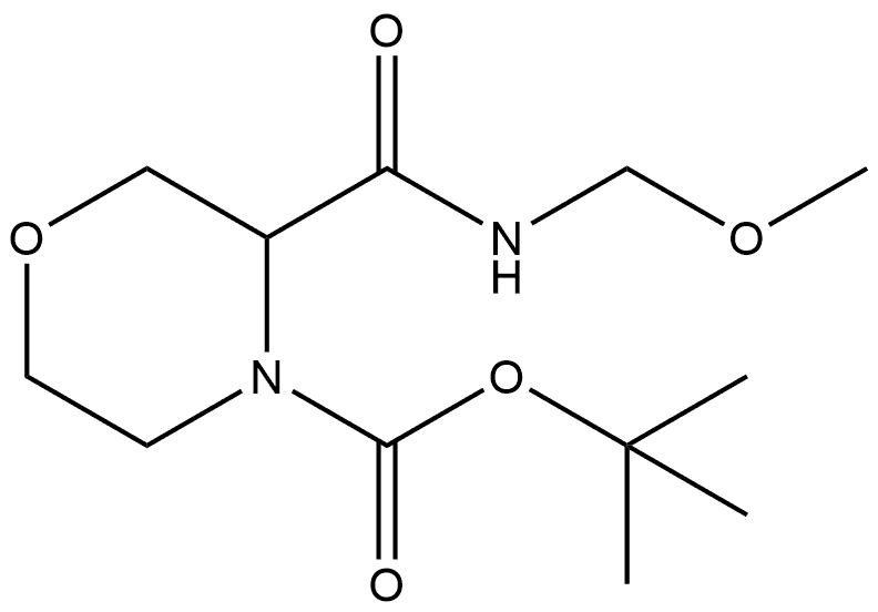 4-Morpholinecarboxylic acid, 3-[(methoxymethylamino)carbonyl]-, 1,1-dimethylethyl ester Structure